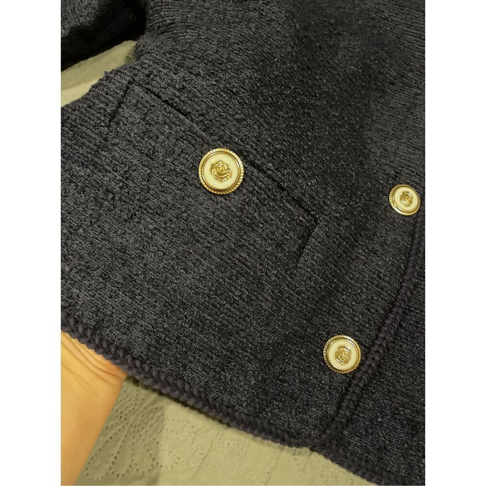 Free Assembly Navy Blue Knit Blazer Jacker Medium 8/10 New - Picture 3 of 8
